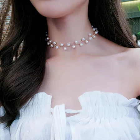 Hot style pearl collar bone chain female choker with contracted neck short necklace neck ornaments neck 1
