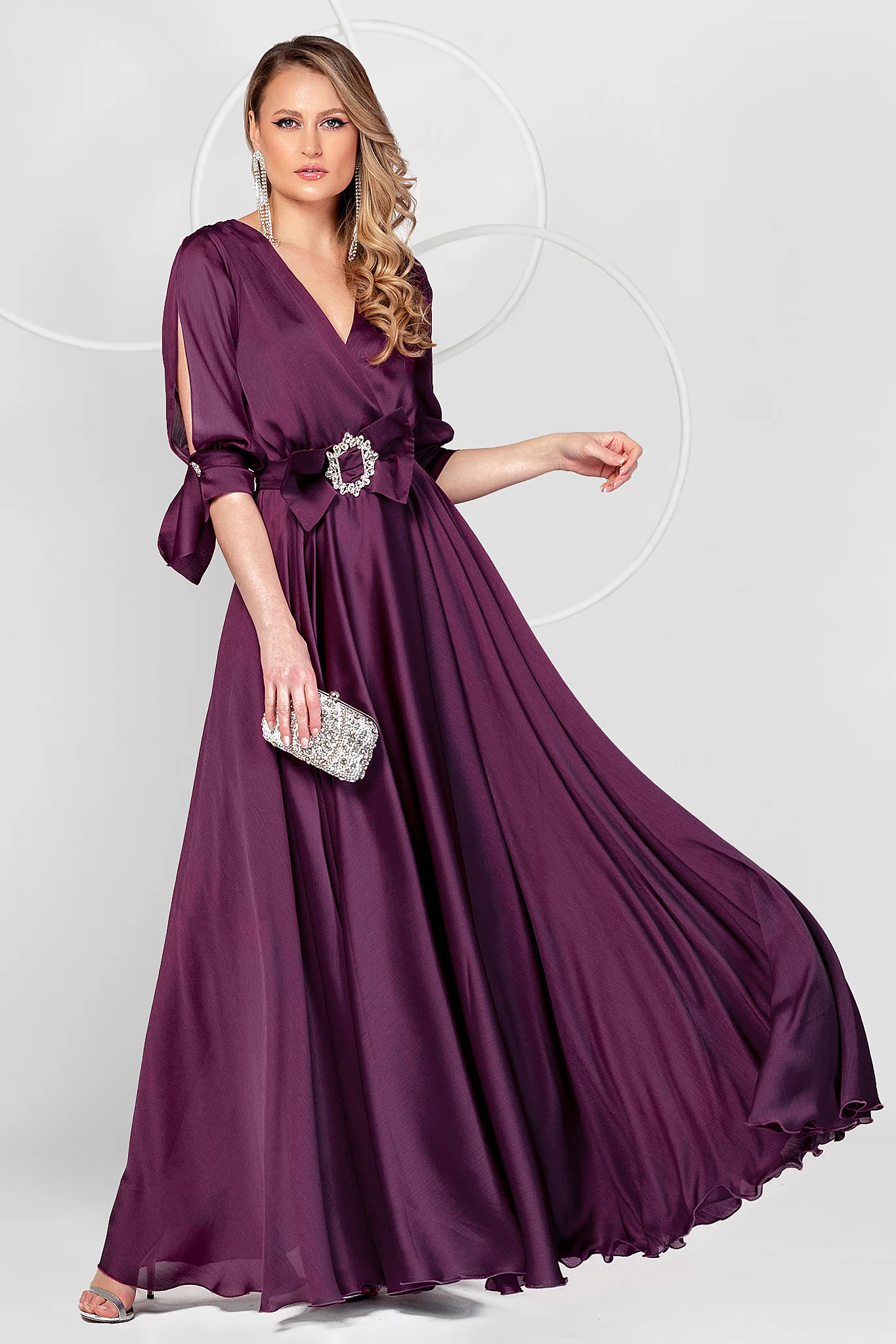 purple dress long occasional from veil fabric cloc S049425 3 564597